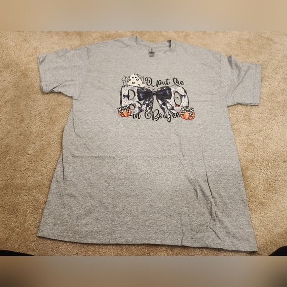 Womens Short Sleeve T Shirt Grey Size L Halloween Boujee Boo #E155 - Picture 1 of 6